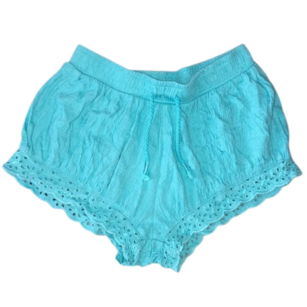 Zara Girls Turquoise Aqua Shorts Eyelet Age 5 teal cyan